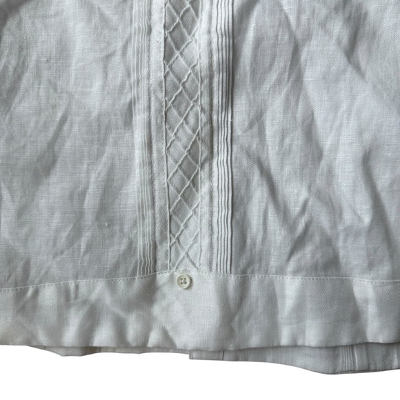 Bohio Breeze Men’s L White 100% Linen Short Sleeve Button Shirt Beach Resort - Picture 9 of 13